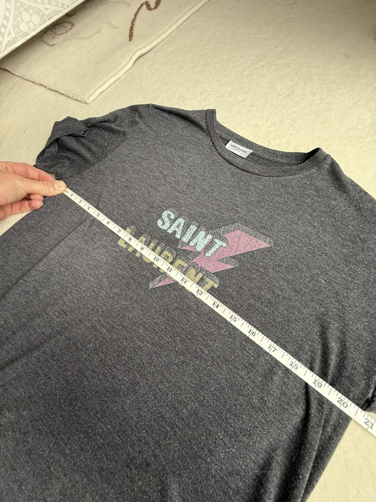 Saint Laurent Paris Saint Laurent lightning bolt logo grey t shirt M Size US M / EU 48-50 / 2 - 6 Thumbnail