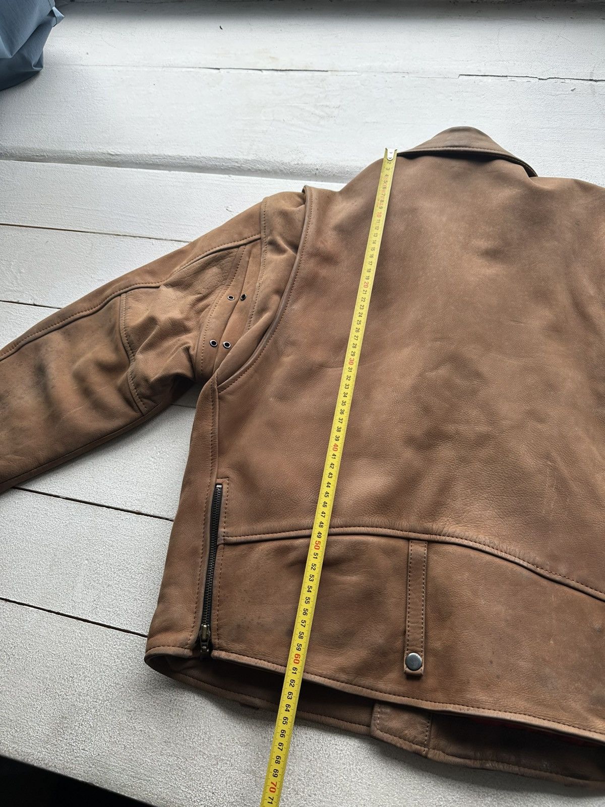 Other 🚨VNTG LEATHER JACKET AVANT GARDE ASYMMETRICAL BROWN MOTO Size US XL / EU 56 / 4 - 16 Thumbnail
