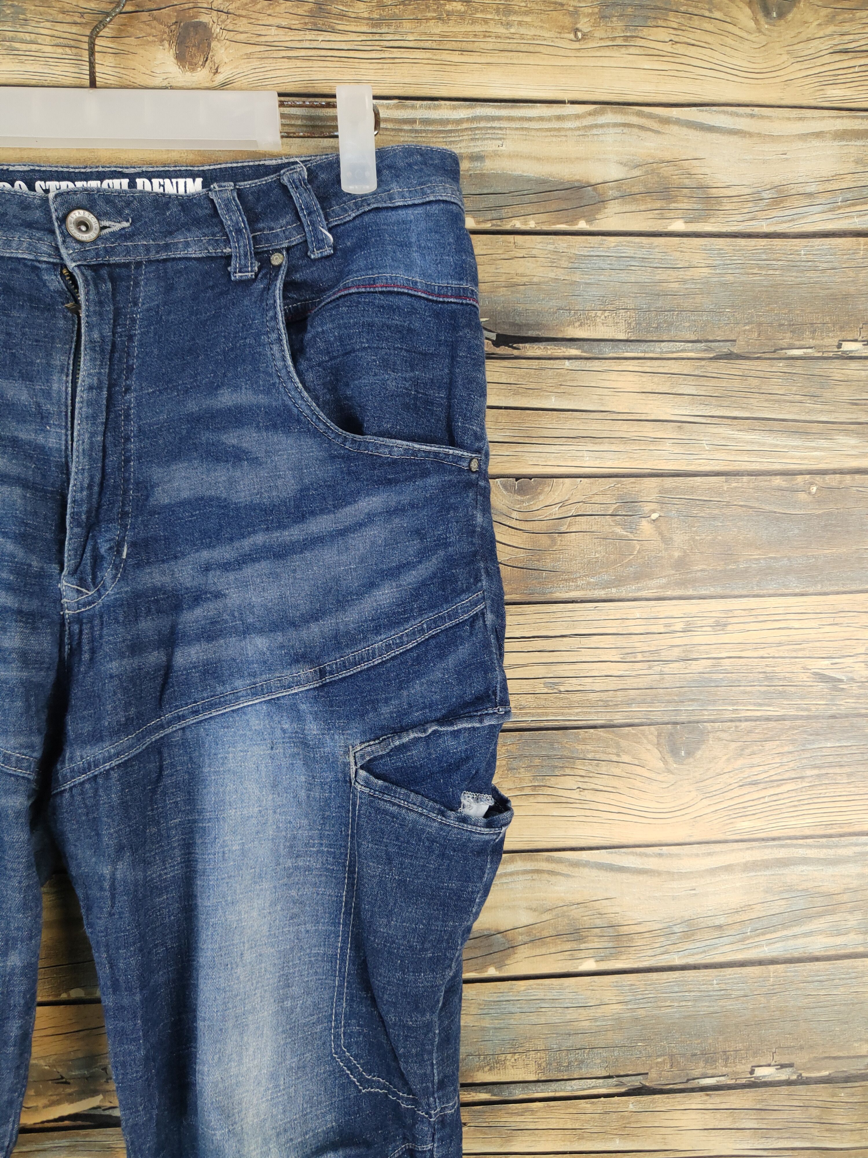 Japanese Brand FieldCore Dark Blue Distressed Ripped Soft Jeans #W2088 Size US 33 - 5 Thumbnail