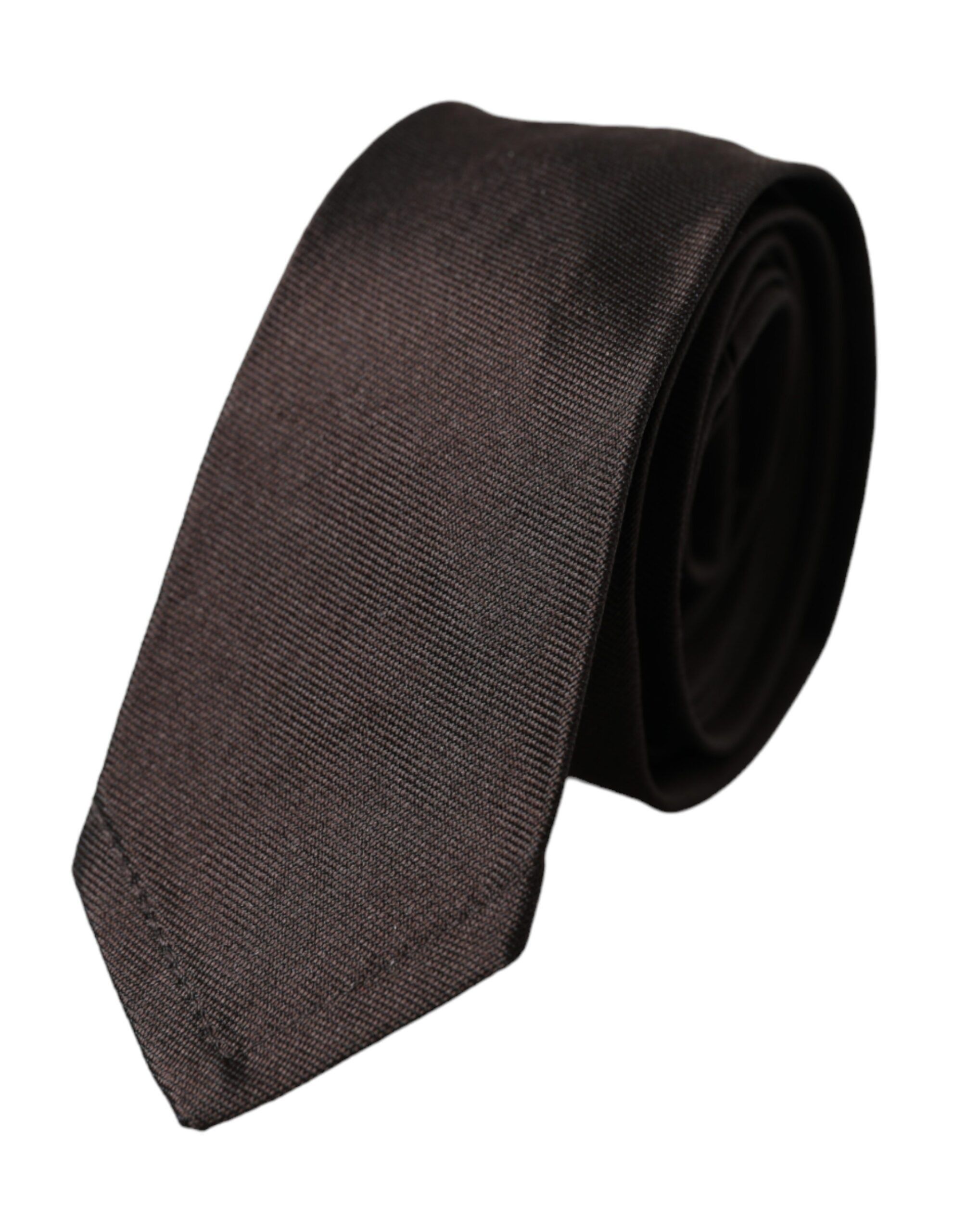 Dolce & Gabbana Brown Solid 100% Silk Adjustable Men's Tie Size ONE SIZE - 1 Thumbnail