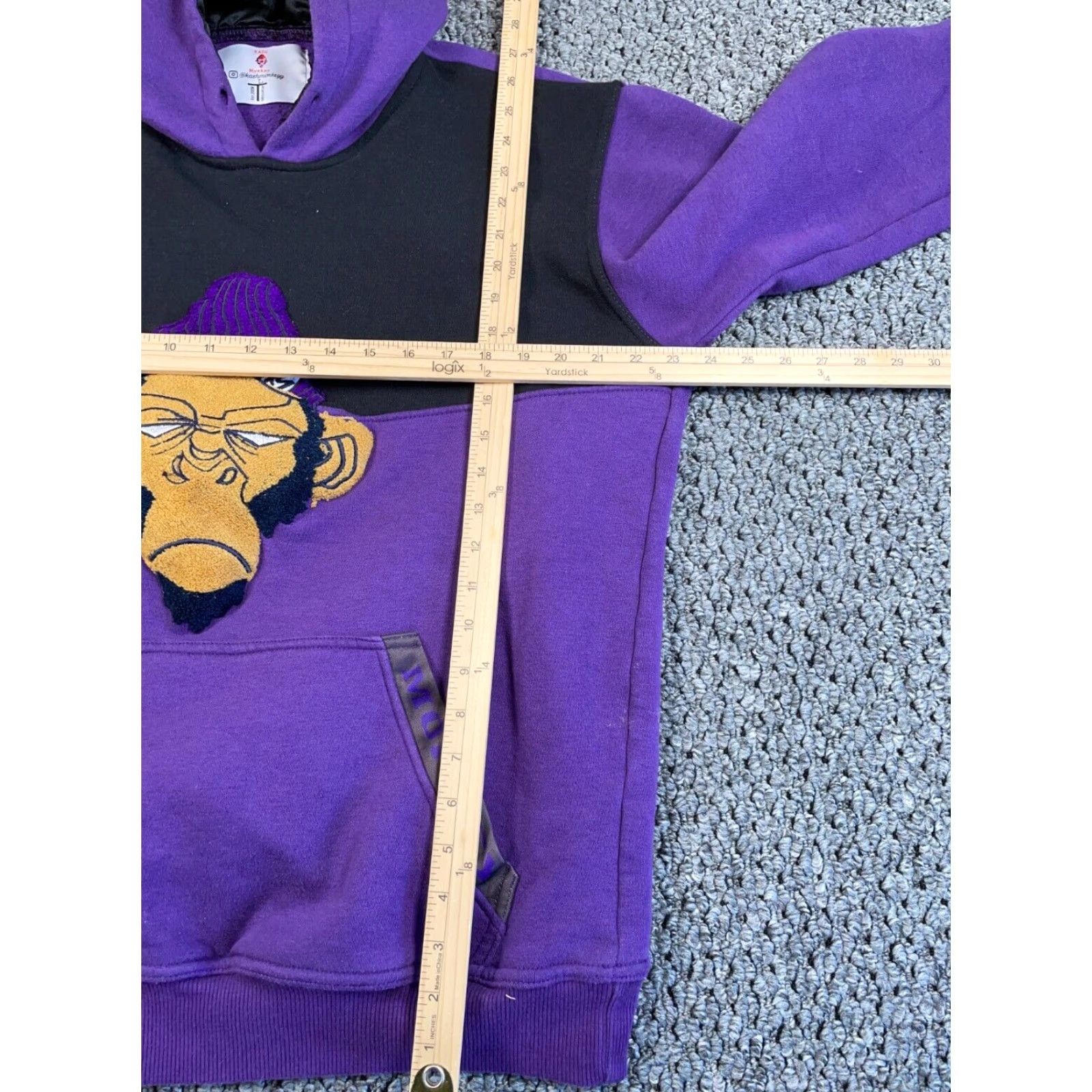 Vintage Kash Monkey Embroidered Hoodie Adult Large Purple Black Sweatshirt Streetwear Size US L / EU 52-54 / 3 - 6 Thumbnail