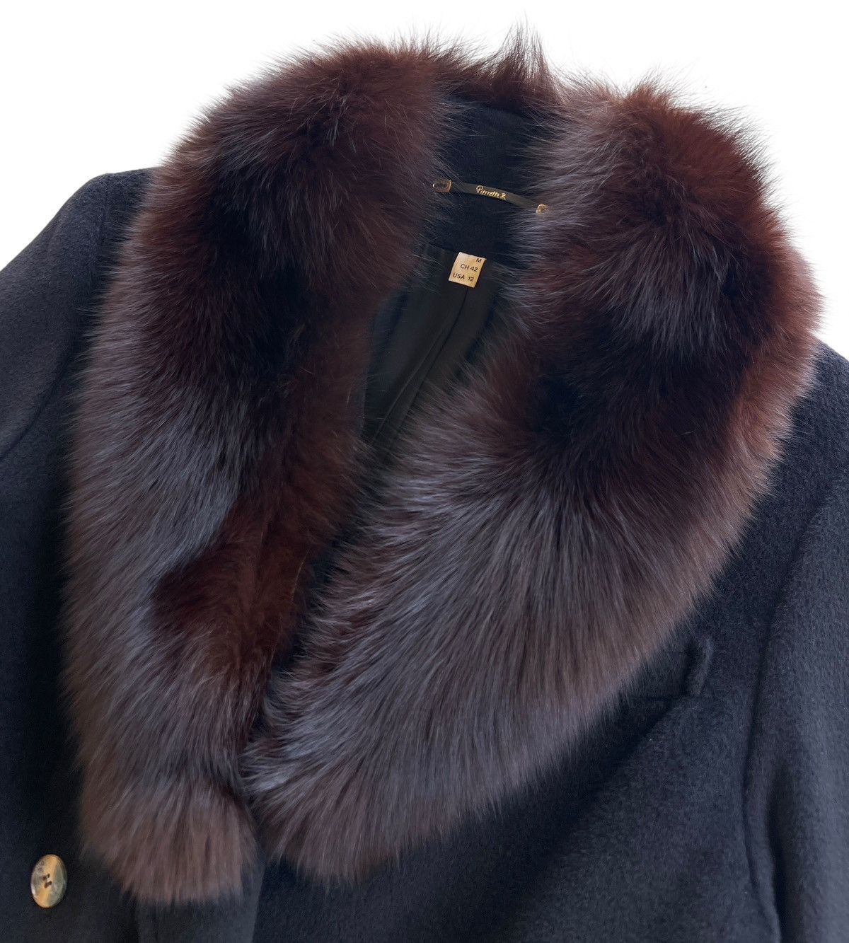 Vintage 70s Pierrette B Wool Luxury Fur Coat Size XL / US 12-14 / IT 48-50 - 4 Thumbnail