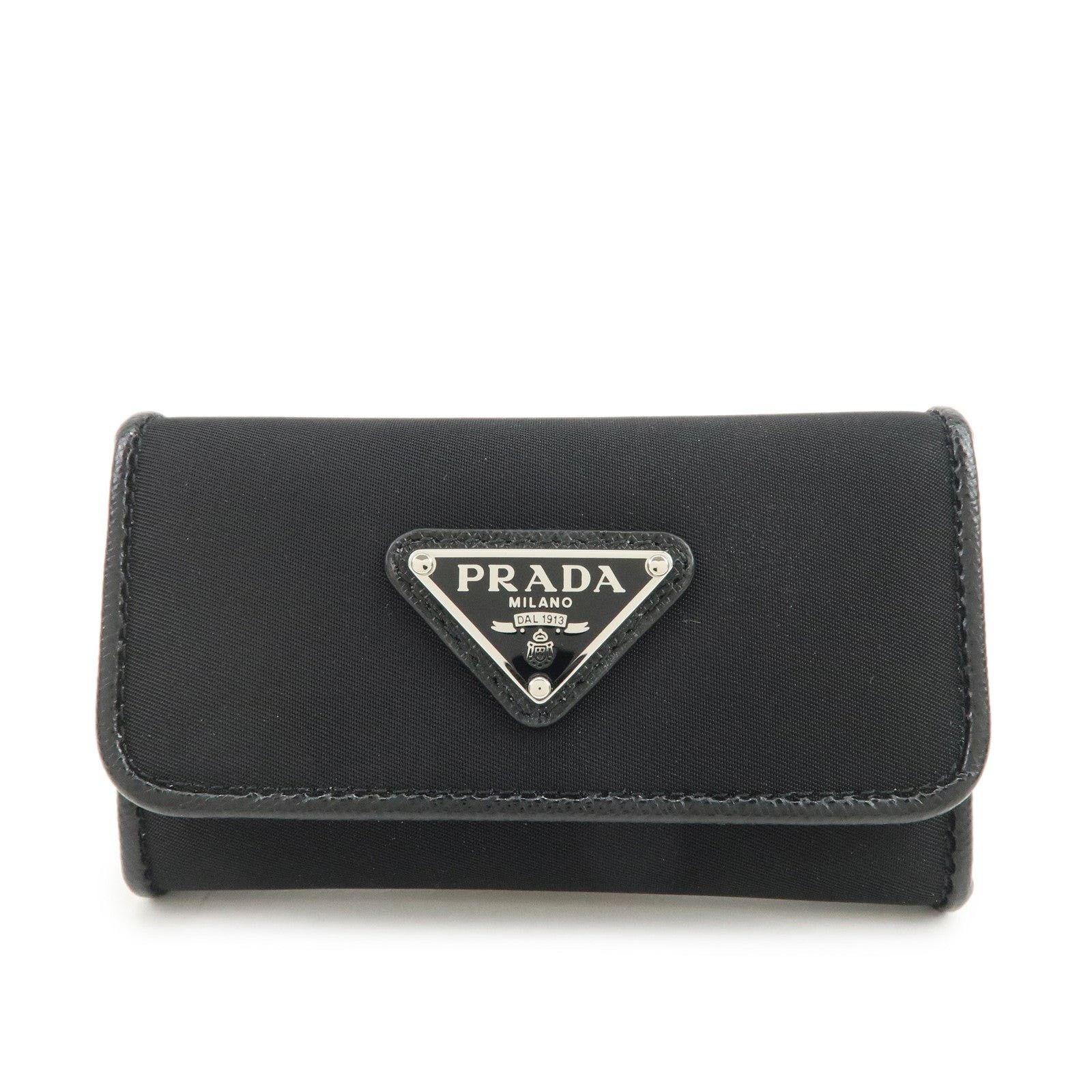 Prada Prada Triangle Logo Nylon Key Holder Black Size ONE SIZE - 1 Thumbnail
