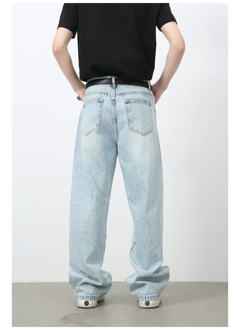 Japanese Brand Men's Japanese retro straight loose light blue jeans Size US 32 / EU 48 - 5 Thumbnail