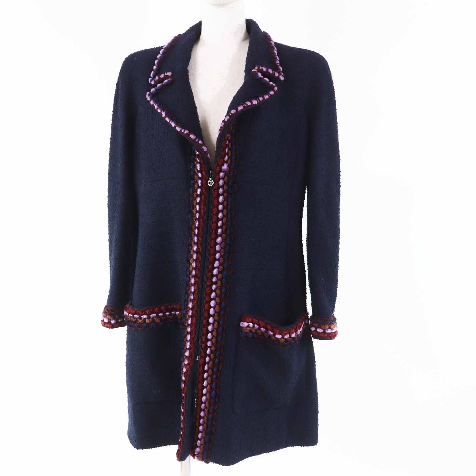 Chanel Chanel Chanel Multi-line Wool Coat Cotton Outerwear P09407 DUTY FREE for USA Size ONE SIZE - 1 Thumbnail