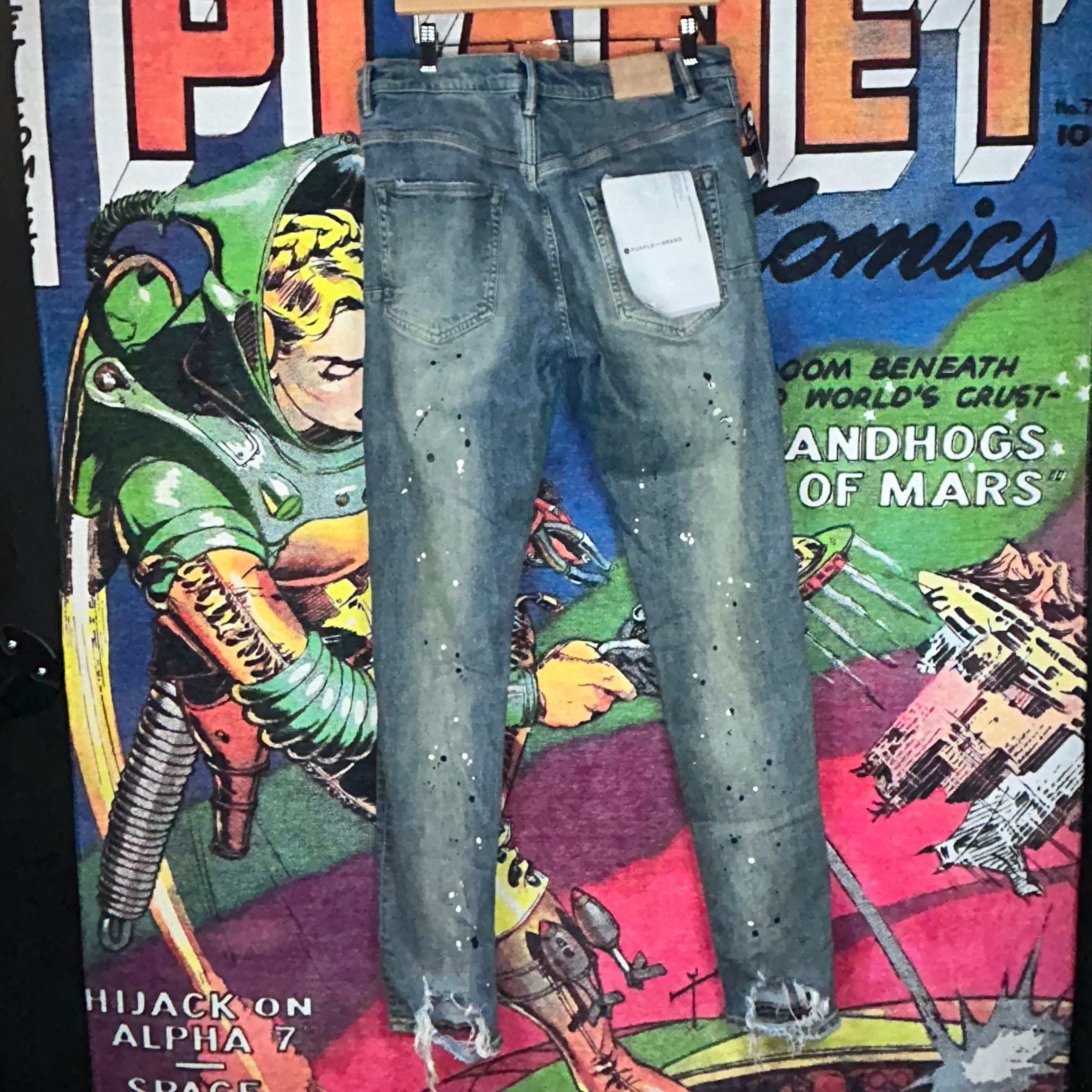 Purple Purple Brand Skinny Jeans Blue Paint Splatter Thrashed Denim Size US 30 / EU 46 - 2 Thumbnail