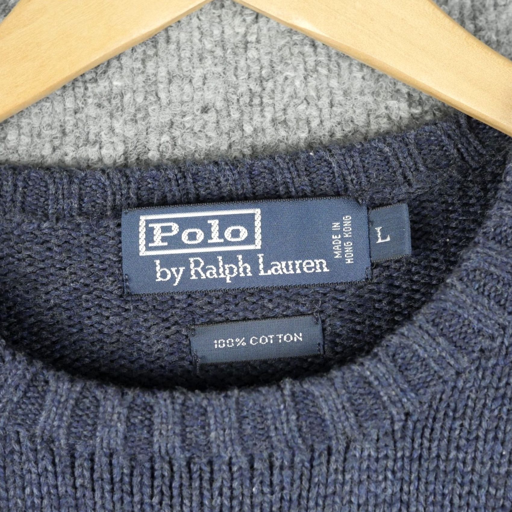 Polo Ralph Lauren VINTAGE Polo Ralph Lauren Sweater Mens L Blue Cotton Knit Crewneck 90s Size US L / EU 52-54 / 3 - 3 Thumbnail