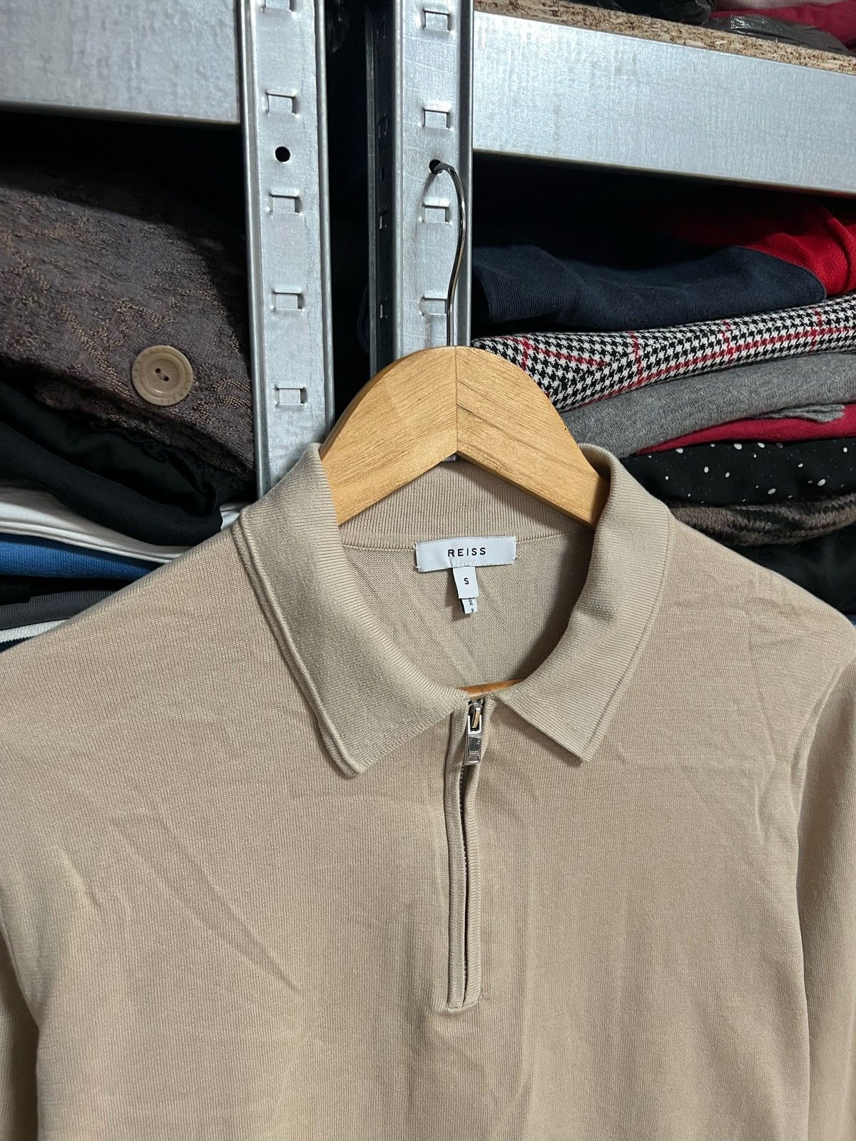 Reiss Reiss 1/4 Zip Collared Beige Sweater S Long Sleeve Pullover Size US S / EU 44-46 / 1 - 3 Thumbnail
