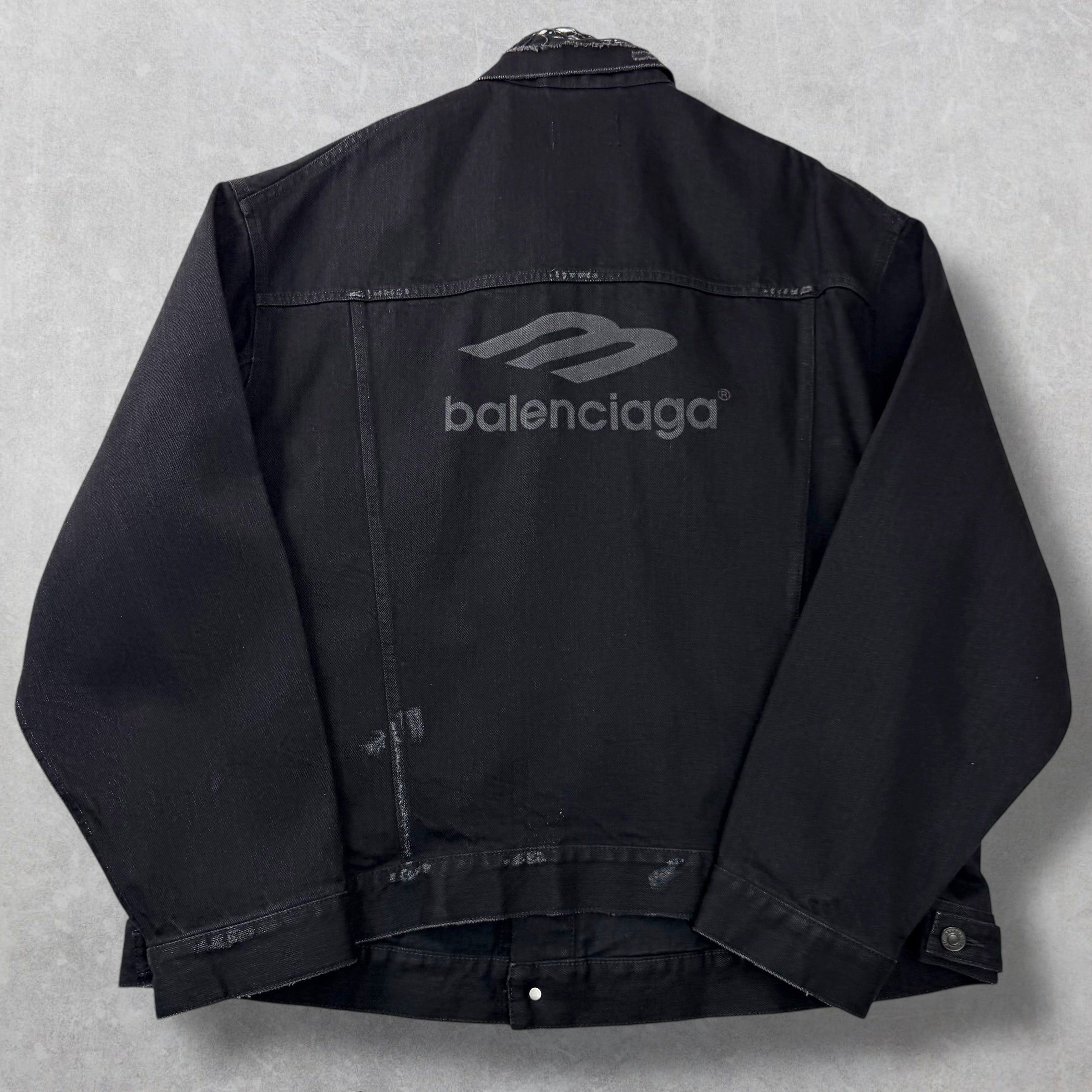 Balenciaga Balenciaga 3B Sports Icon Oversized Denim Jacket L (XL) Size US XL / EU 56 / 4 - 4 Thumbnail