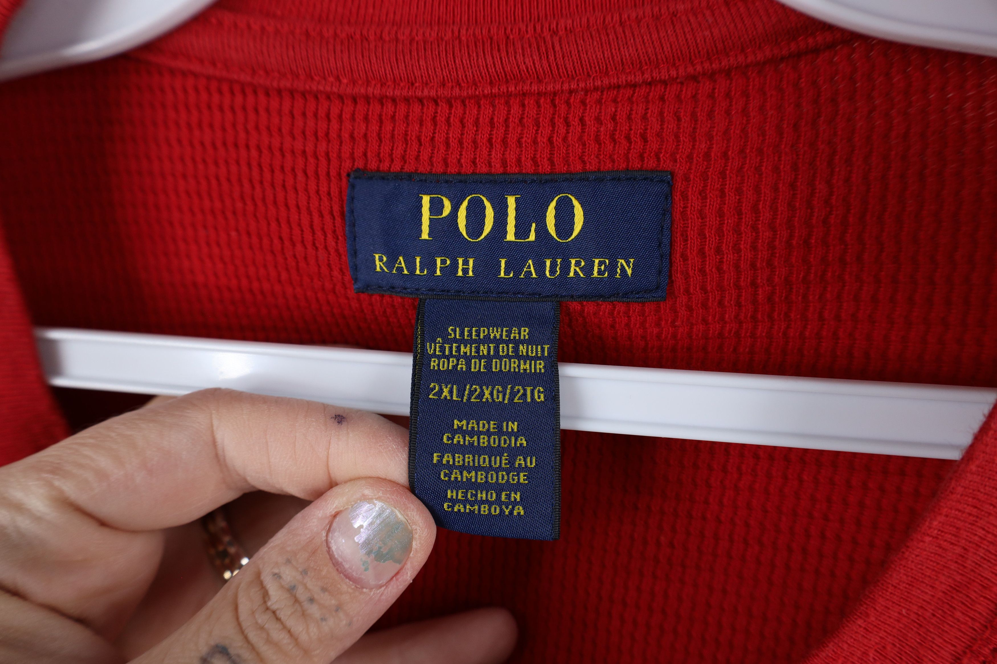 Ralph Lauren × Vintage Vintage Ralph Lauren Waffle Knit Long Sleeve T-Shirt Red Size US XXL / EU 58 / 5 - 5 Thumbnail