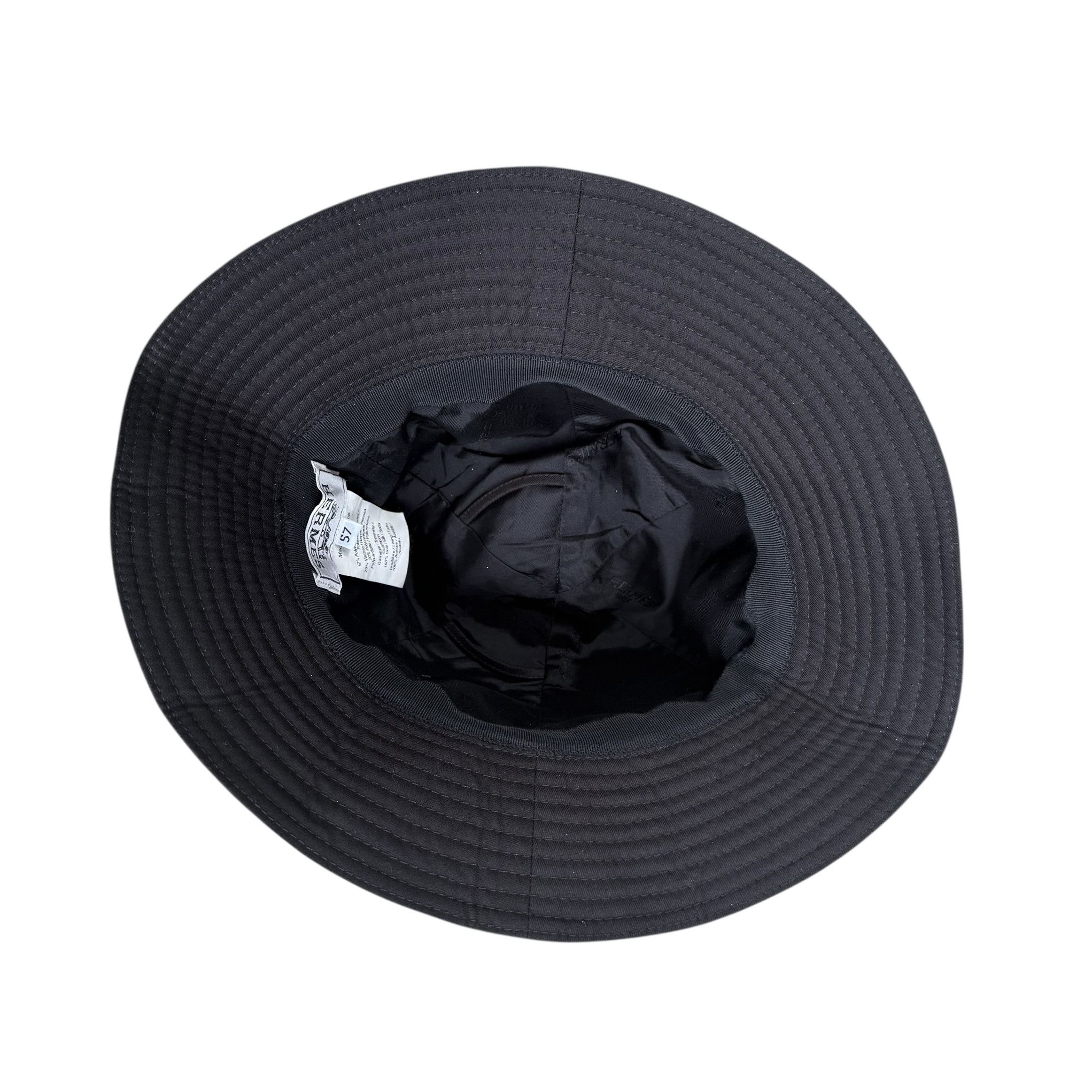 Hermes Hermes Black Gabardine and Printed Silk Twilly Bucket Hat Size ONE SIZE - 6 Thumbnail