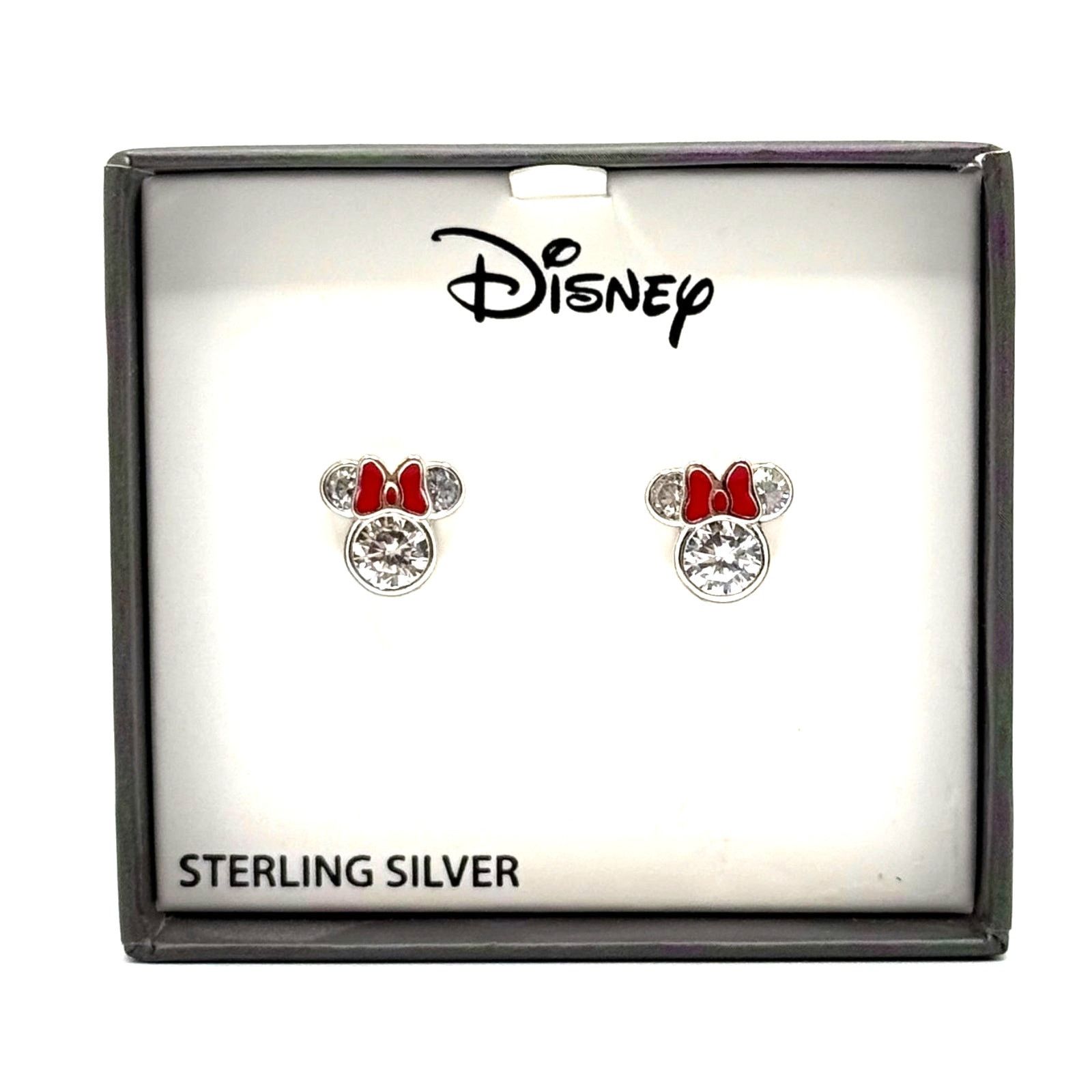 Disney NEW-Sterling Silver Cubic Zirconia Minnie Studded Earrings Size ONE SIZE - 4 Thumbnail