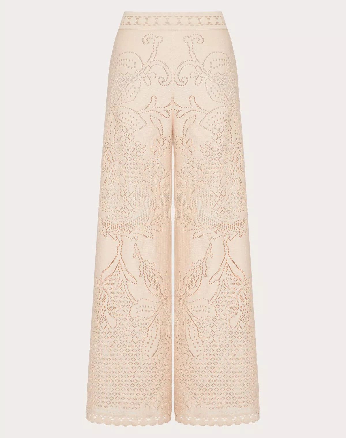 Valentino o1s1wg111125 Guipure Jardin Plat Trousers in Beige Size 32" / US 10 / IT 46 - 1 Thumbnail