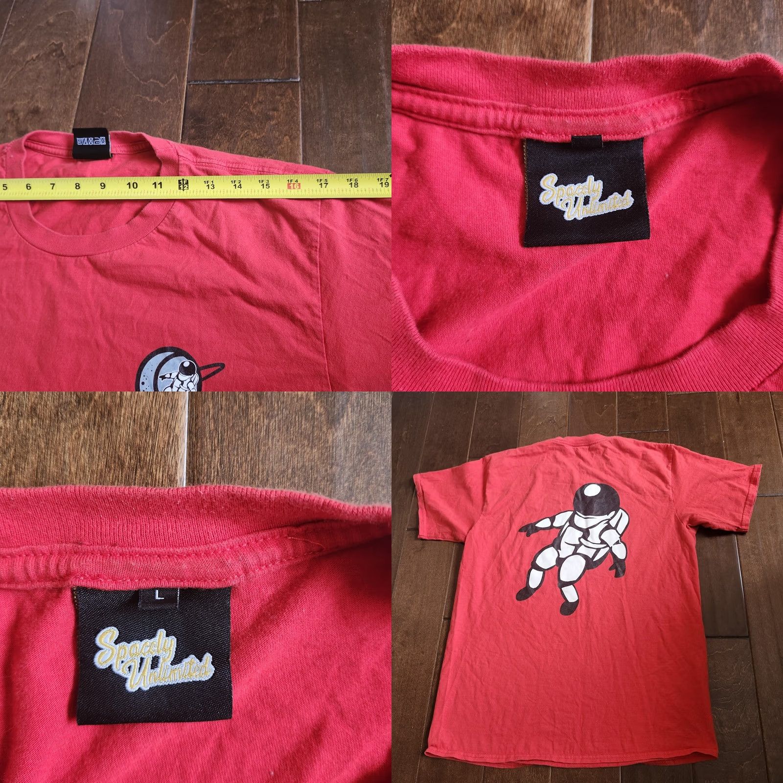 Vintage Spacely Unlimited Men's Red T-shirt - L Shirt Crew Neck Short Sleeve Cotton Space Theme Stains Needs Cleaning Size US L / EU 52-54 / 3 - 9 Thumbnail