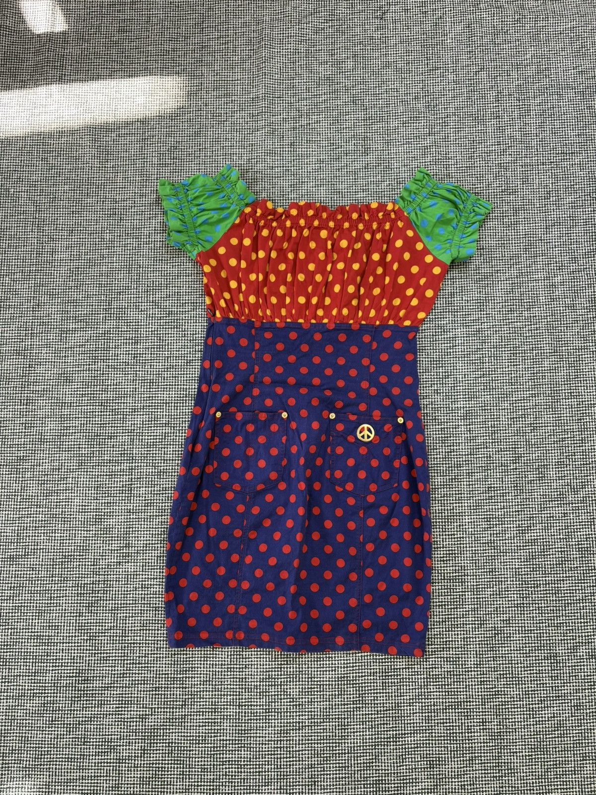 Moschino rare archive moschino multicolor polka dot mini dress Size S / US 4 / IT 40 - 2 Thumbnail