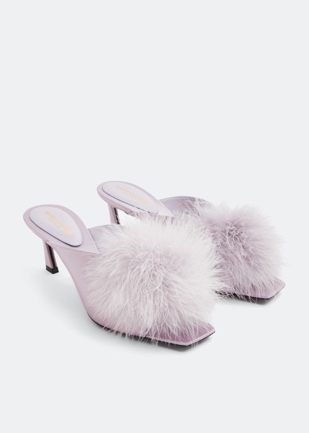 Saint Laurent Paris o1bcso1str1124 Mae Mules in Lilac Size US 8 / IT 38 - 4 Thumbnail