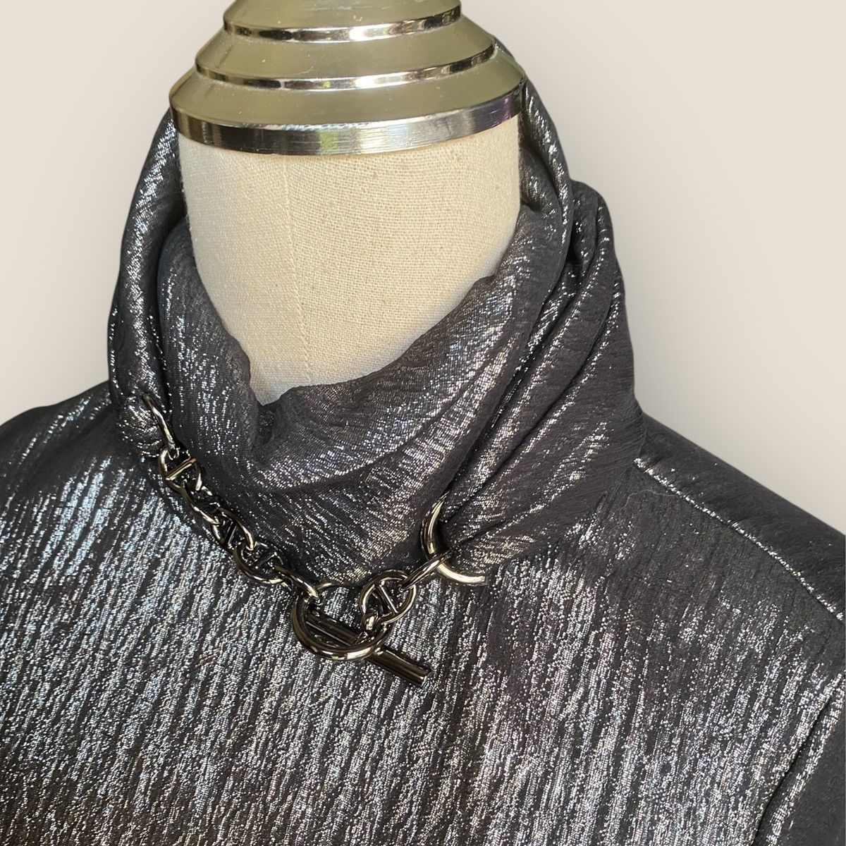 Vintage Hermes Chaine d'ancre Silver Silk Blouse