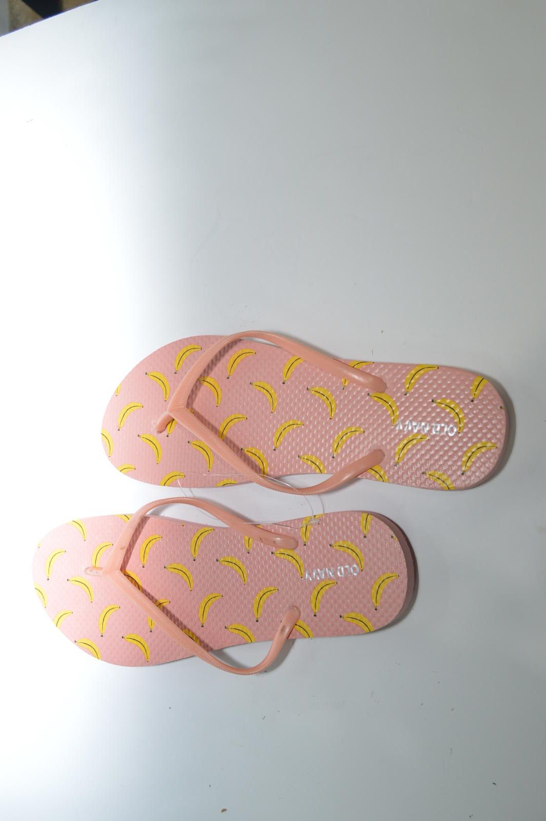 Designer Old Navy Banana Print Flip-Flops, Size 9, Pink and Yellow Size US 9 / IT 39 - 3 Thumbnail