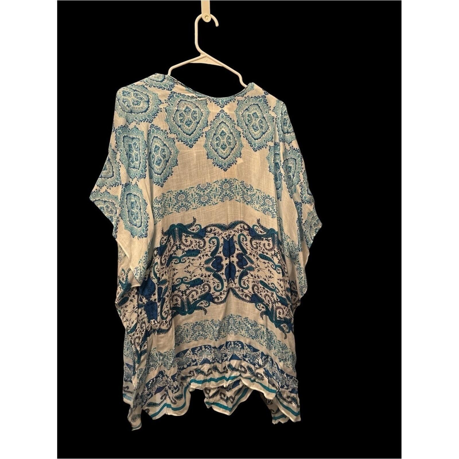 Chicos Blue Paisley Lightweight Kimono Cardigan Size M / US 6-8 / IT 42-44 - 2 Thumbnail