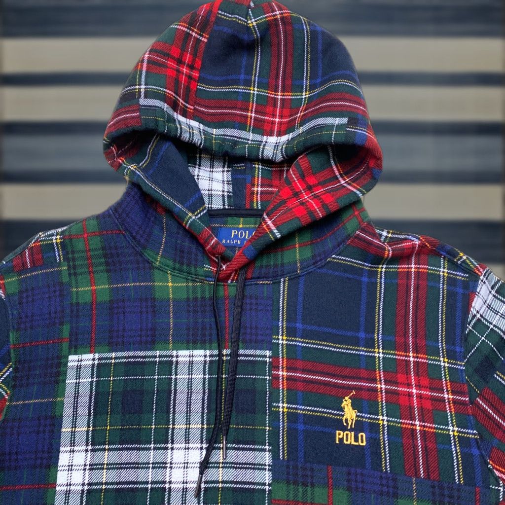 Polo Ralph Lauren Men's Hoodie Sz S Full Zip Patchwork Plaid