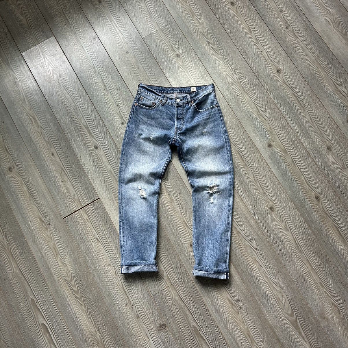 Levi's Levi’s 501 Selvedge Distressed Denim Jeans Size 27" / US 4 / IT 40 - 1 Thumbnail