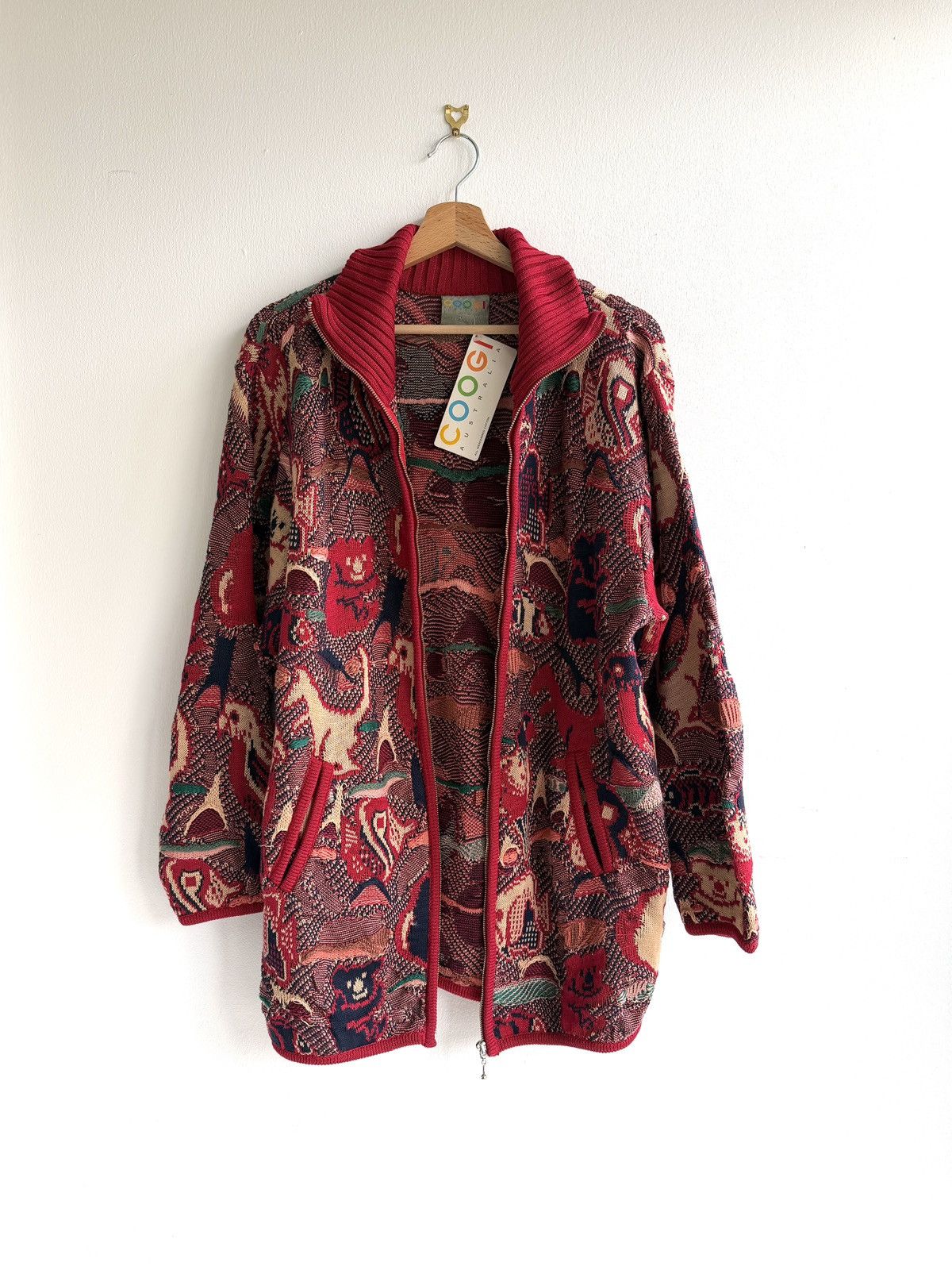 Coogi Vintage 90s Coogi Australia Tapestry Knit Cardigan Cotton Size 40L - 2 Thumbnail