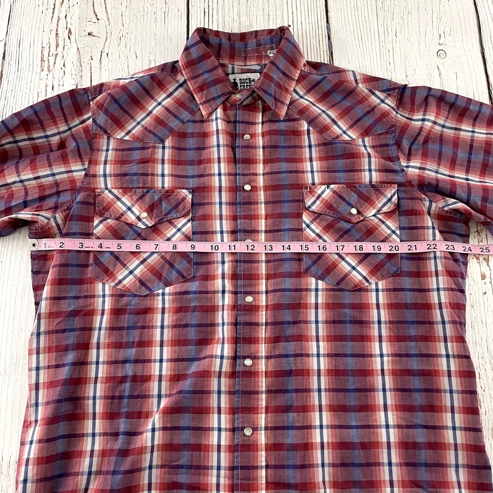 Vintage Rock Creek Ranch Plaid Long Sleeve Pearl Snap Button Front Shirt Mens L Tall Red Size US L / EU 52-54 / 3 - 4 Thumbnail