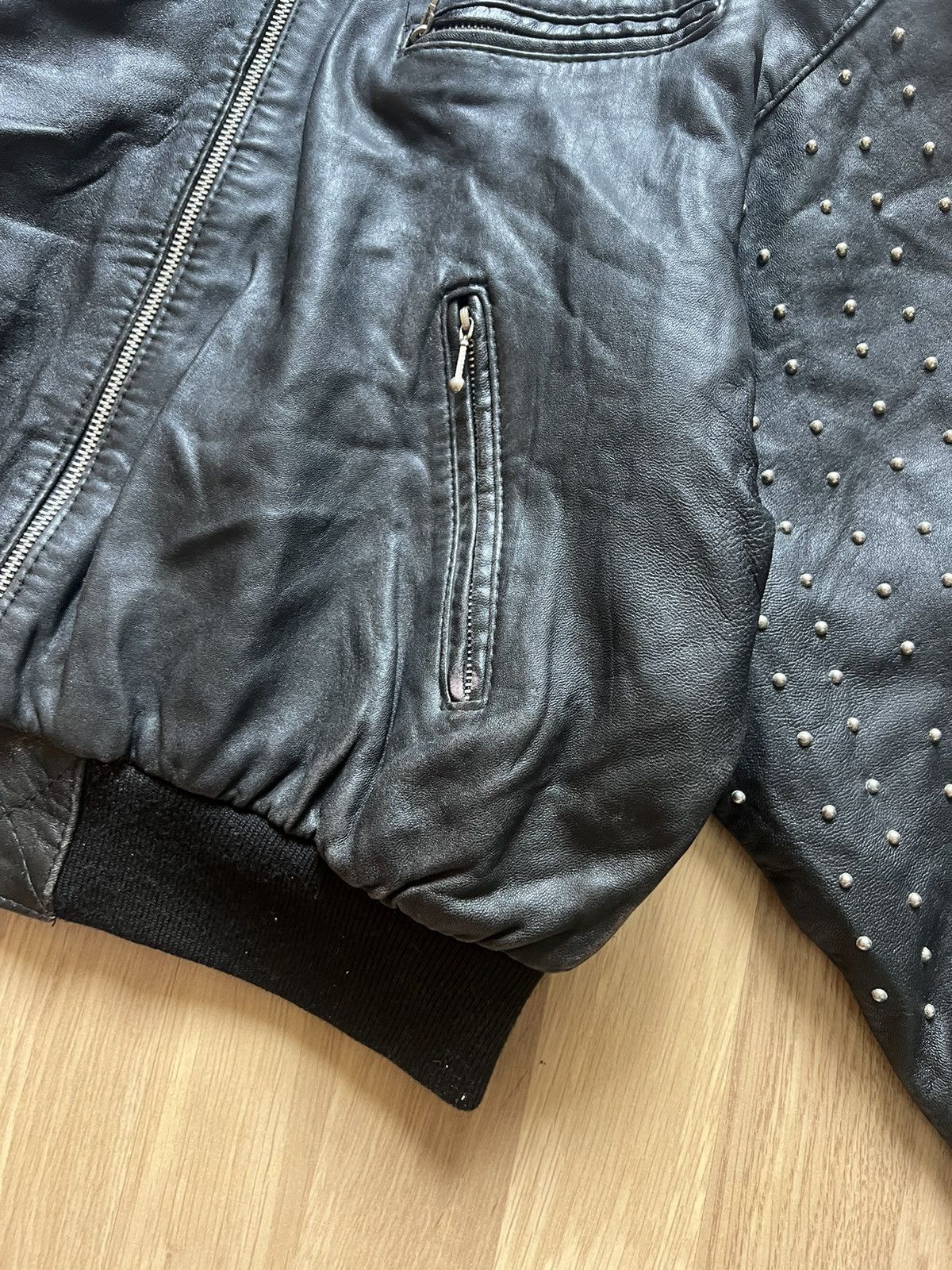 If Six Was Nine × Le Grande Bleu (L.G.B.) Vintage avant garde leather bomber jacket ma1 metal 99s Size M / US 6-8 / IT 42-44 - 7 Thumbnail