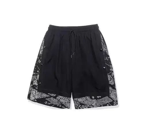 Japanese Brand 21SS Indigo Union Japan Black Bandana Paisley Side Shorts Size US 31 - 1 Thumbnail