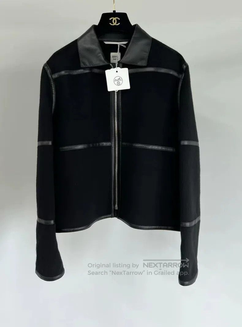 Hermes Hermes Black Cashmere and Leather Jacket Size M / US 6-8 / IT 42-44 - 1 Thumbnail
