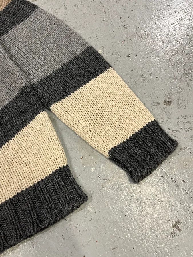 Designer × Dolce & Gabbana × Vintage 2000s Dolce & Gabbana Orange Grey Beige Lines Wool Sweater Size US M / EU 48-50 / 2 - 6 Thumbnail