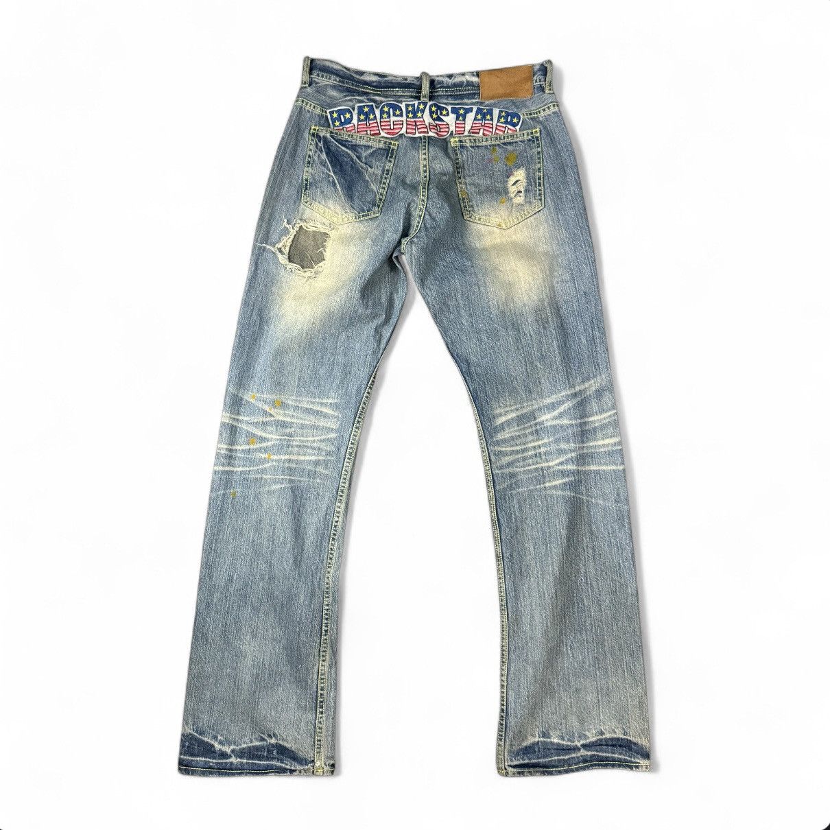 Hysteric Glamour 🔥🇯🇵 Vintage Avant Garde BackStar Paint Patch Denim Size US 33 - 3 Thumbnail