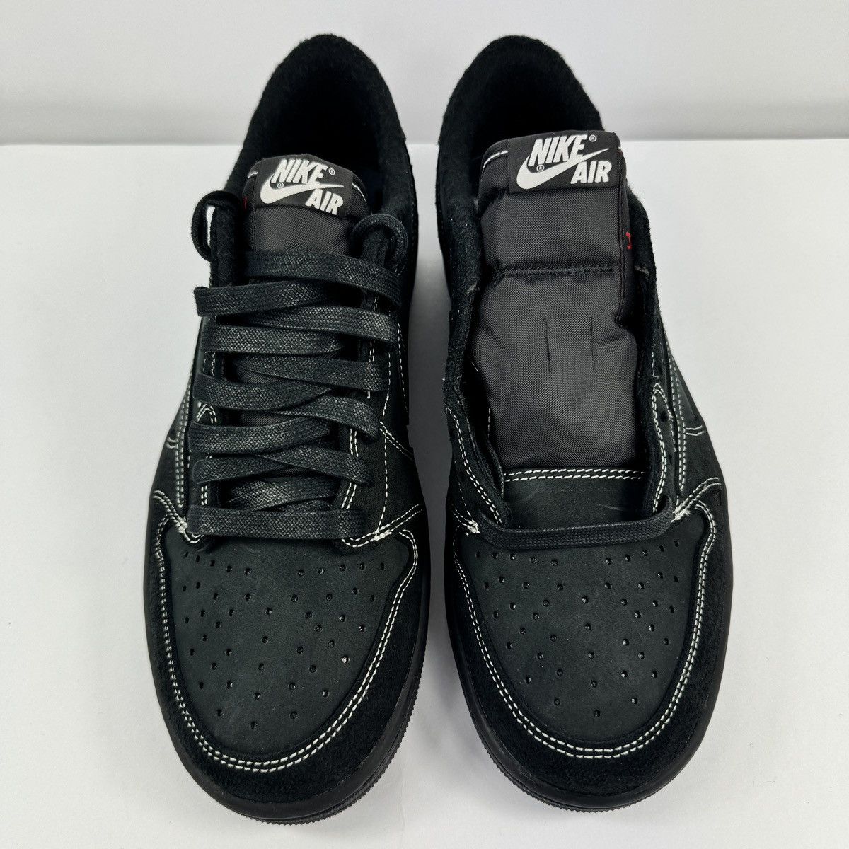 Jordan Brand × Supreme JORDAN 1 RETRO LOW TRAVIS SCOTT BLACK PHANTOM SNEAKERS Size US 11 / EU 44 - 2 Thumbnail
