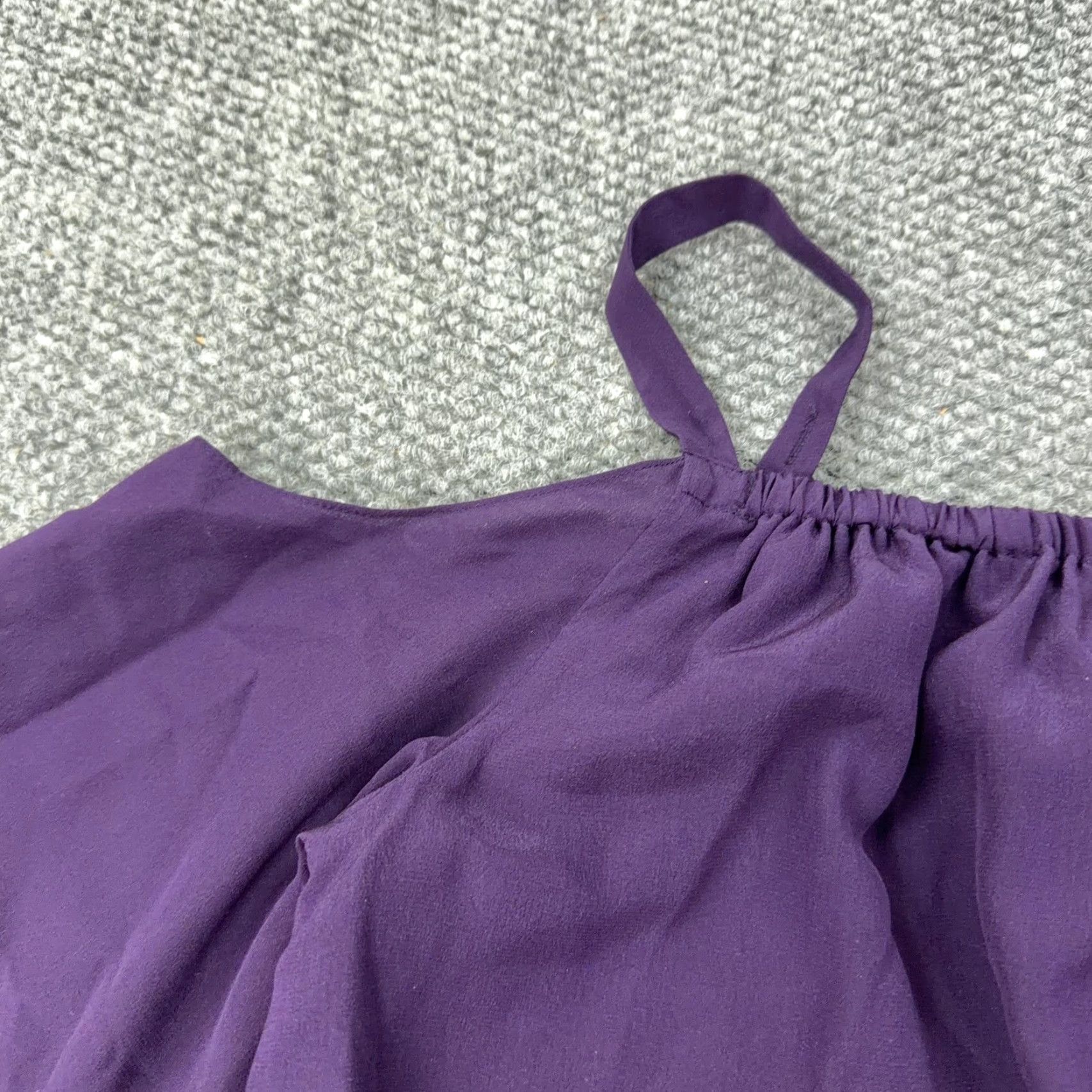 Madewell Madewell Shift Dress Womens 6 Purple Silk Off Shoulder Cold Shoulder Tie Sleeve Short 3/4 Sleeve Solid Casual Party Womens Size M / US 6-8 / IT 42-44 - 2 Thumbnail