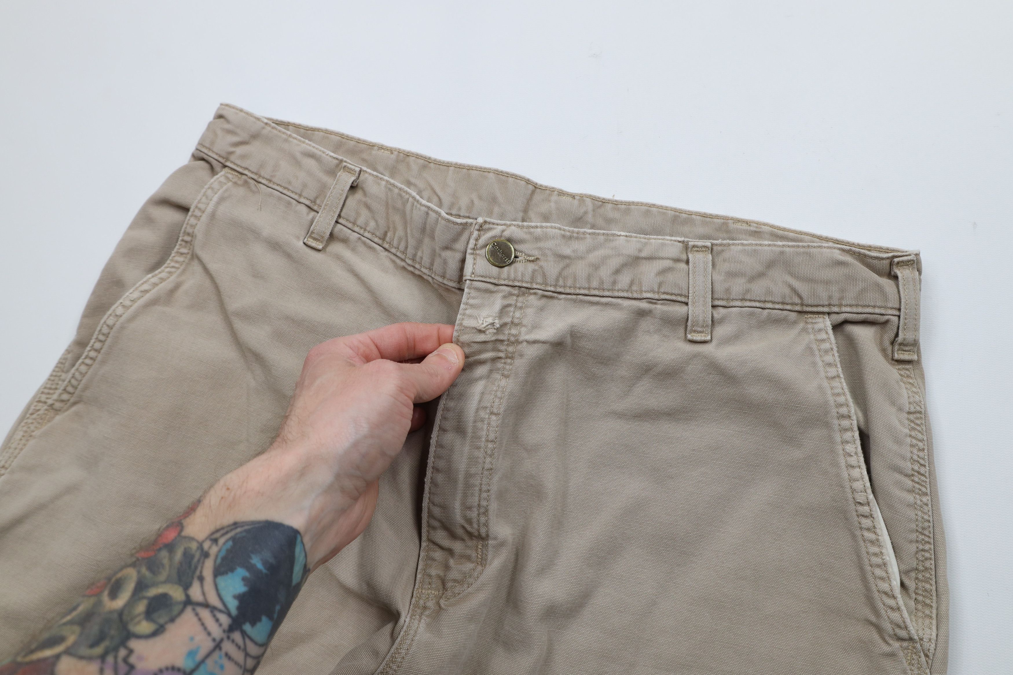 Carhartt × Vintage Vintage Y2K Carhartt Canvas Wide Leg Dungaree Pants Beige Size US 36 / EU 52 - 8 Thumbnail