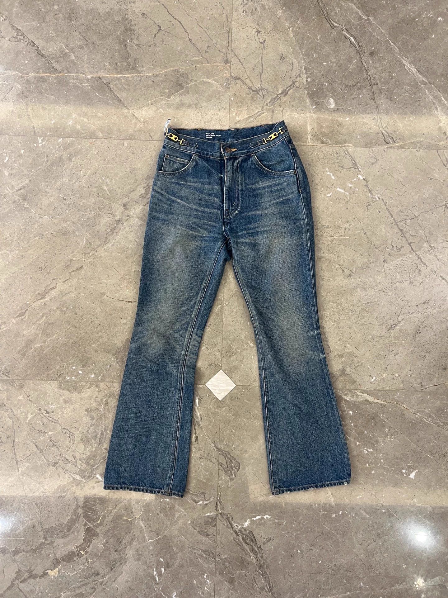 Celine Celine flared jeans 26 unisex lock gold logo Size 26" / US 2 / IT 38 - 1 Thumbnail