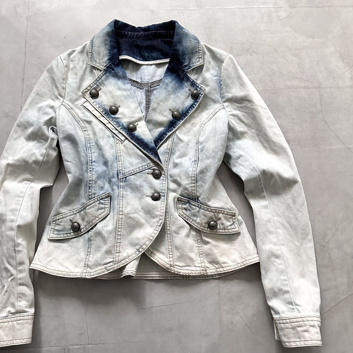 Hysteric Glamour × Undercover 00s Napoleon Military Jacket Faded Tie Dye PPFM Balmain Vibe Size M / US 6-8 / IT 42-44 - 2 Thumbnail