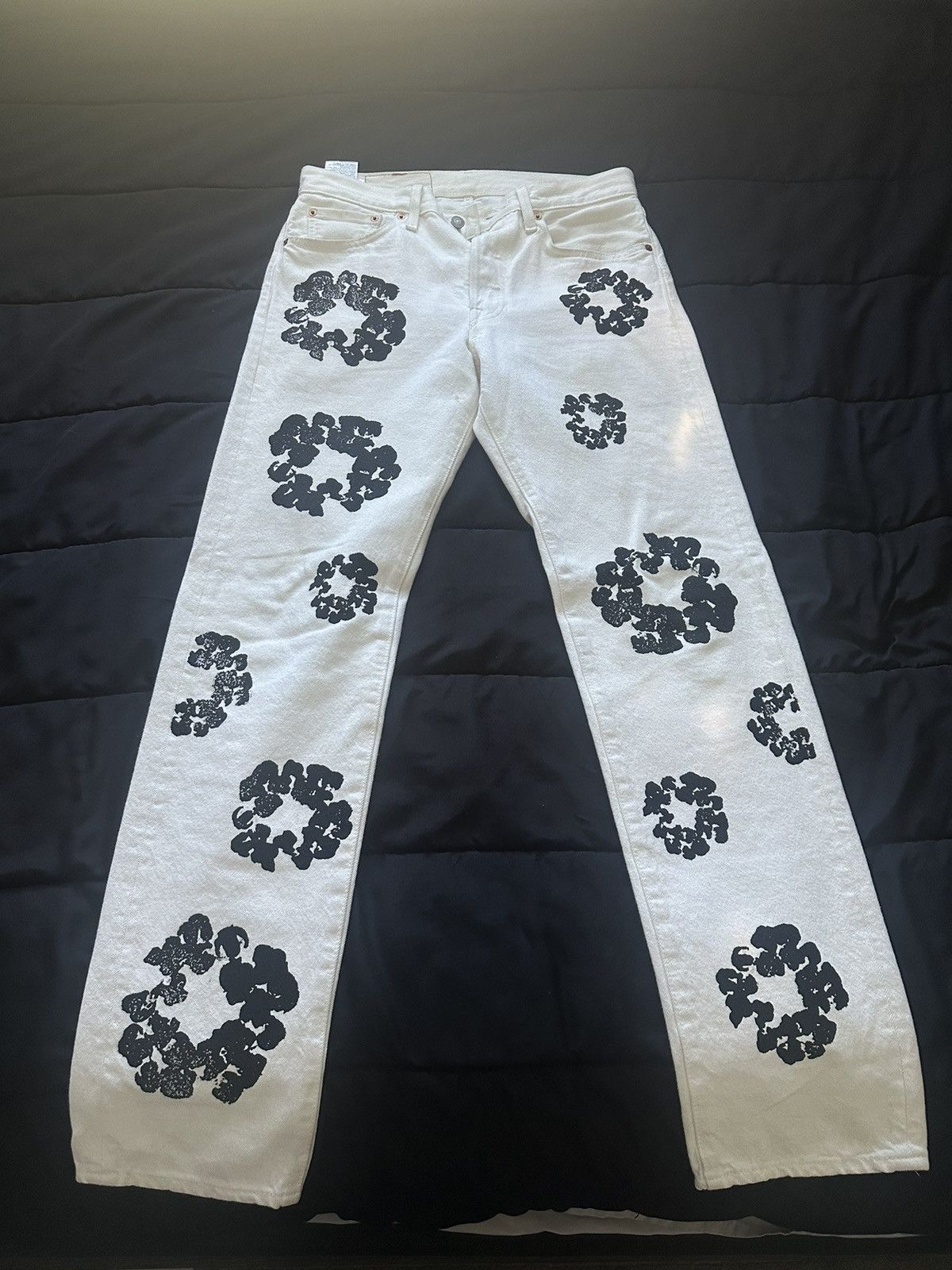 image of Denim Tears Cotton Wraith Jeans in Black White, Men's (Size 30)