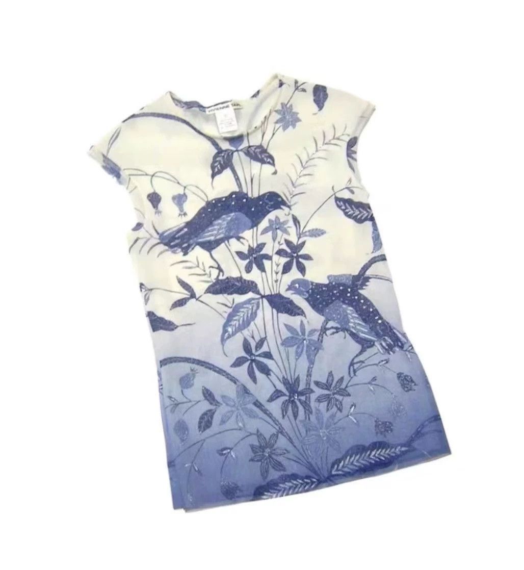 Vivienne Tam Vivienne Tam SS05 Blue Floral Mesh Vest Size 0 Size XS / US 0-2 / IT 36-38 - 2 Thumbnail