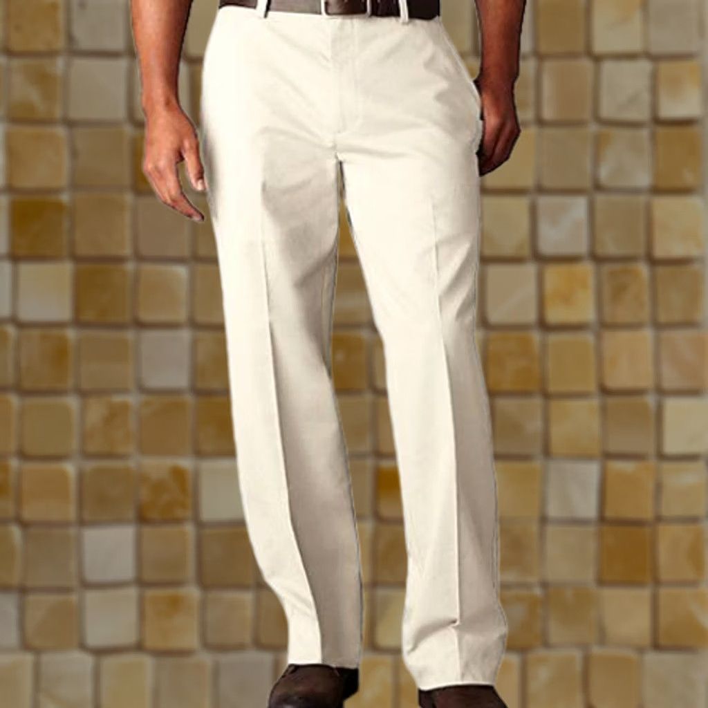 Dockers DOCKERS MARBLE BEIGE PANTS - MEN'S Flat Front Classic Khaki 32x32 - Cotton Blend Wide Fit? Size US 32 / EU 48 - 1 Preview