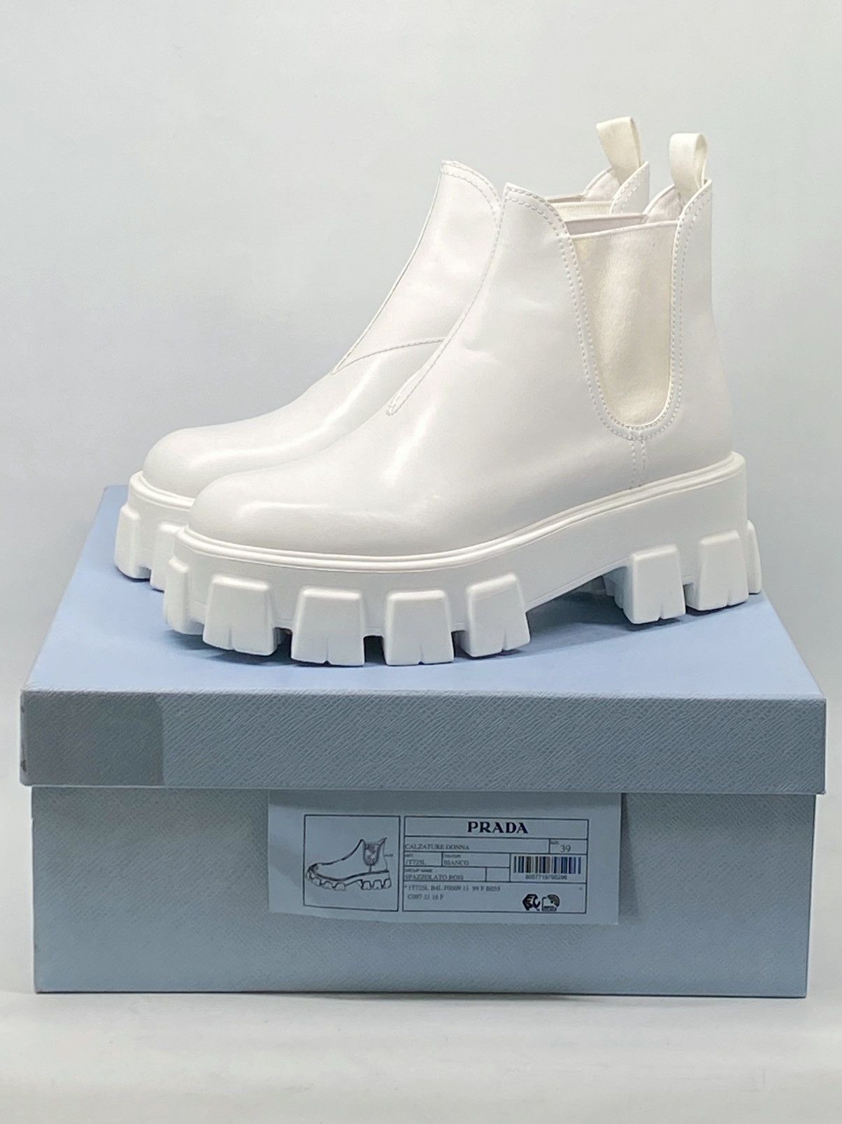 Prada Prada Monolith Leather Lug-Sole Chelsea Boots size 39 Size US 9 / IT 39 - 12 Thumbnail