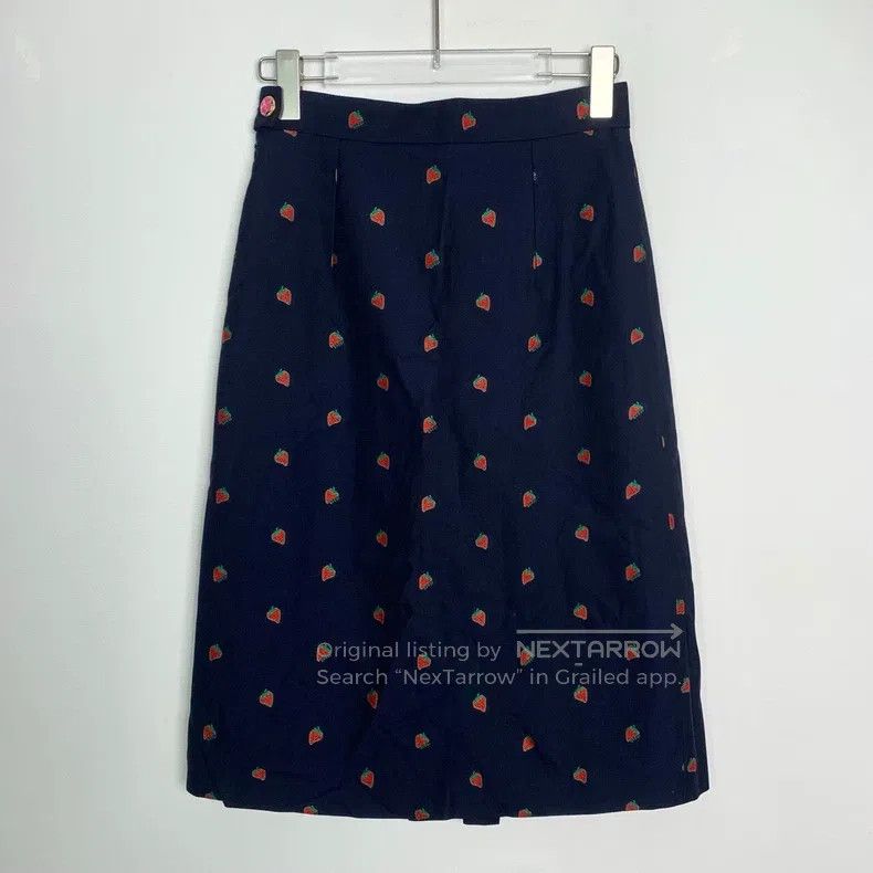 Gucci Gucci Double G strawberry embroidered straight skirt Size 25" / US 0 / IT 36 - 2 Thumbnail