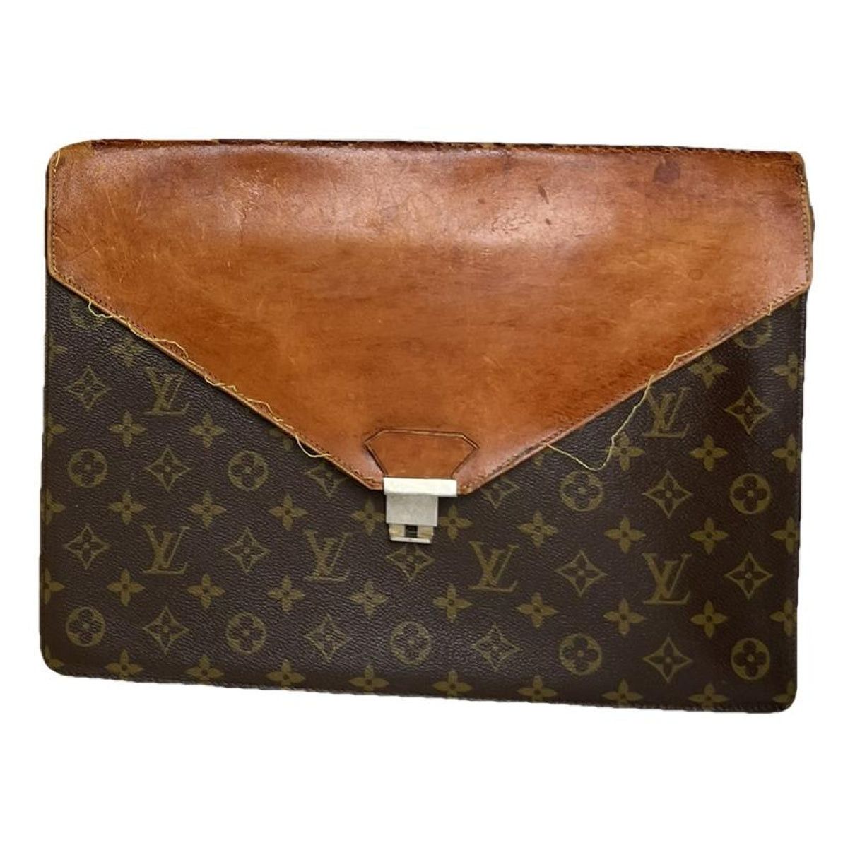 Louis Vuitton Serviette Ambassadeur Brown Leather Clutch Bag Size ONE SIZE - 1 Thumbnail