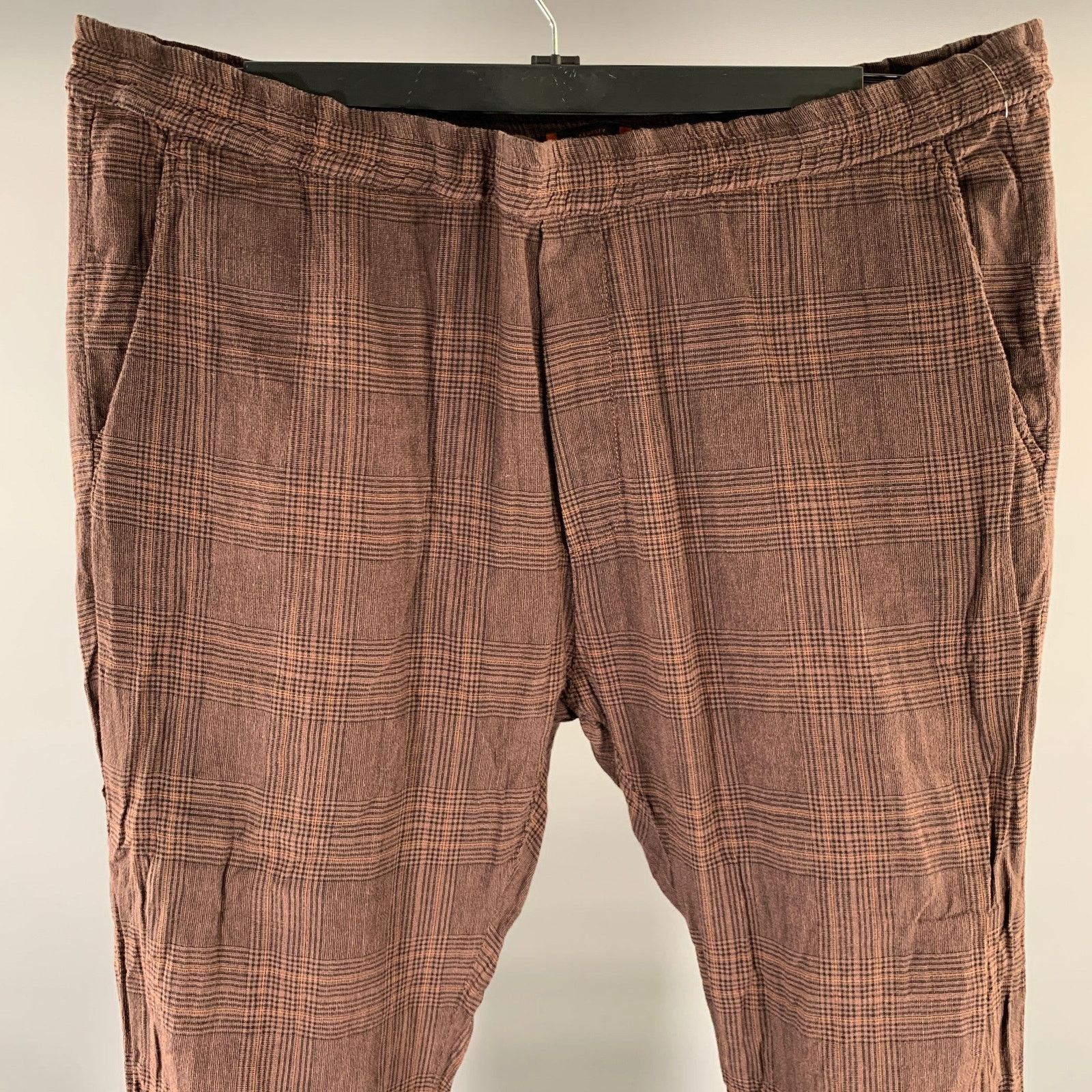 Barena BARENA Brown Black Plaid Linen Cotton Drawstring Casual Size US 40 / EU 56 - 2 Thumbnail
