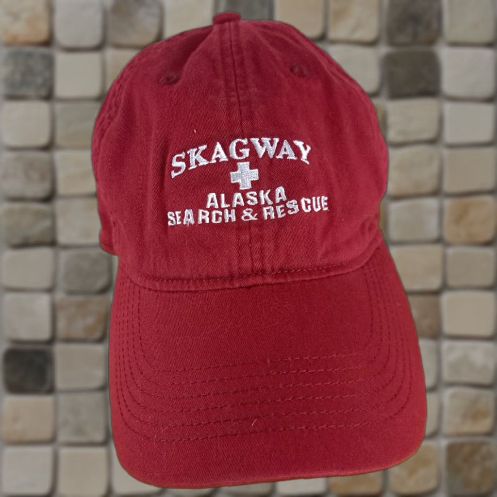 Psycho Bunny Psycho Bunny Hat Baseball Cap Red Adjustable Unisex Adults Sm-Med Fitted Embroidered Bunny Skagway Alaska Rescue Ahead Size ONE SIZE - 1 Thumbnail
