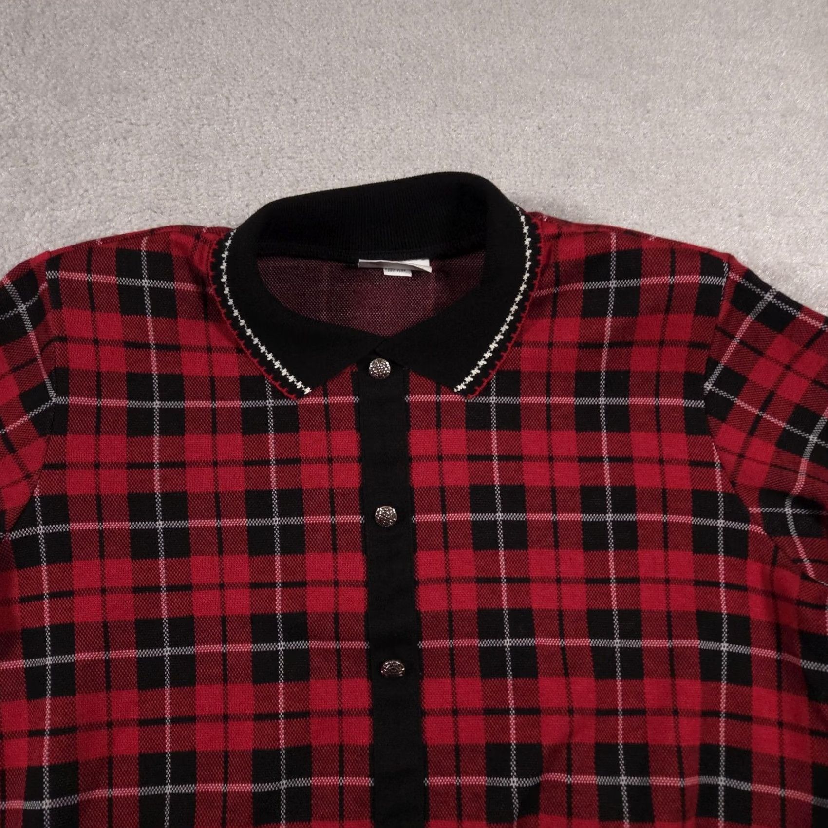 Vintage VINTAGE Alfred Dunner Sweater Womens 1X Red Black Plaid Cardigan Made in USA 90s Size XL / US 12-14 / IT 48-50 - 3 Thumbnail