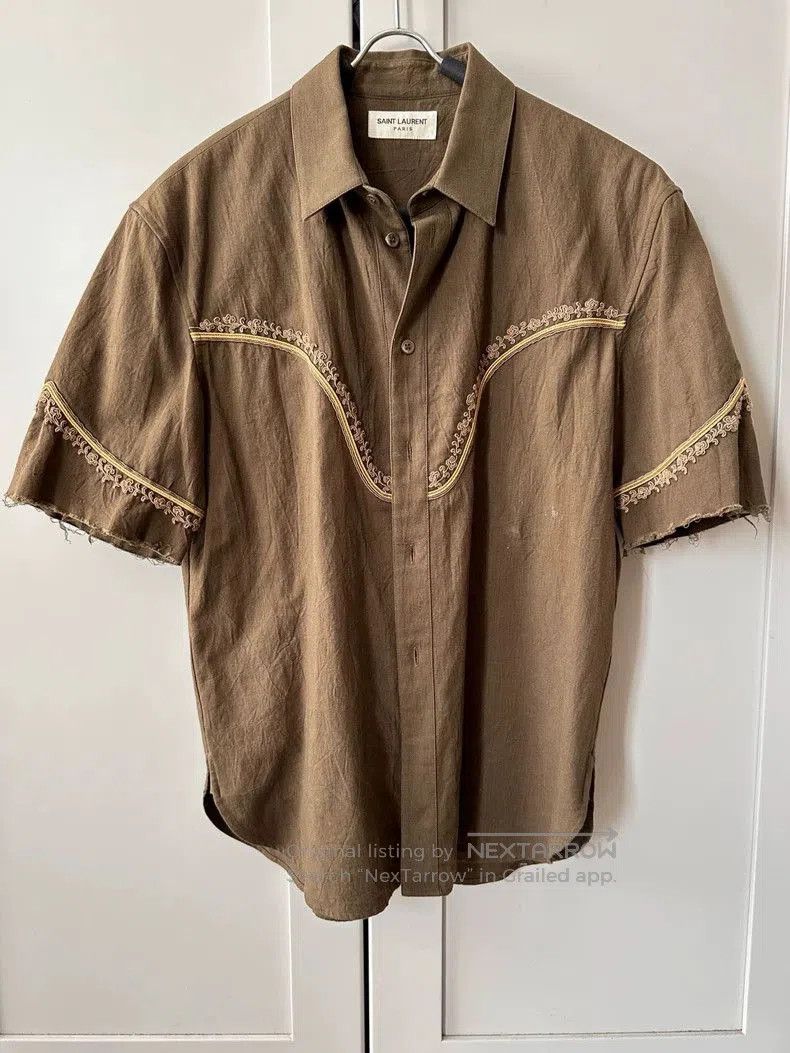 Saint Laurent Paris SAINT LAURENT Paris Brown Short-Sleeve Shirt. Size US M / EU 48-50 / 2 - 1 Thumbnail