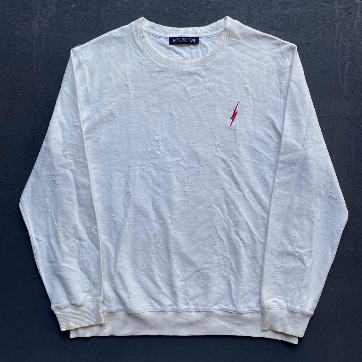 Neil Barrett NEIL BARRET Lightning Bolt Distressed Sweatshirt Size US XL / EU 56 / 4 - 1 Thumbnail