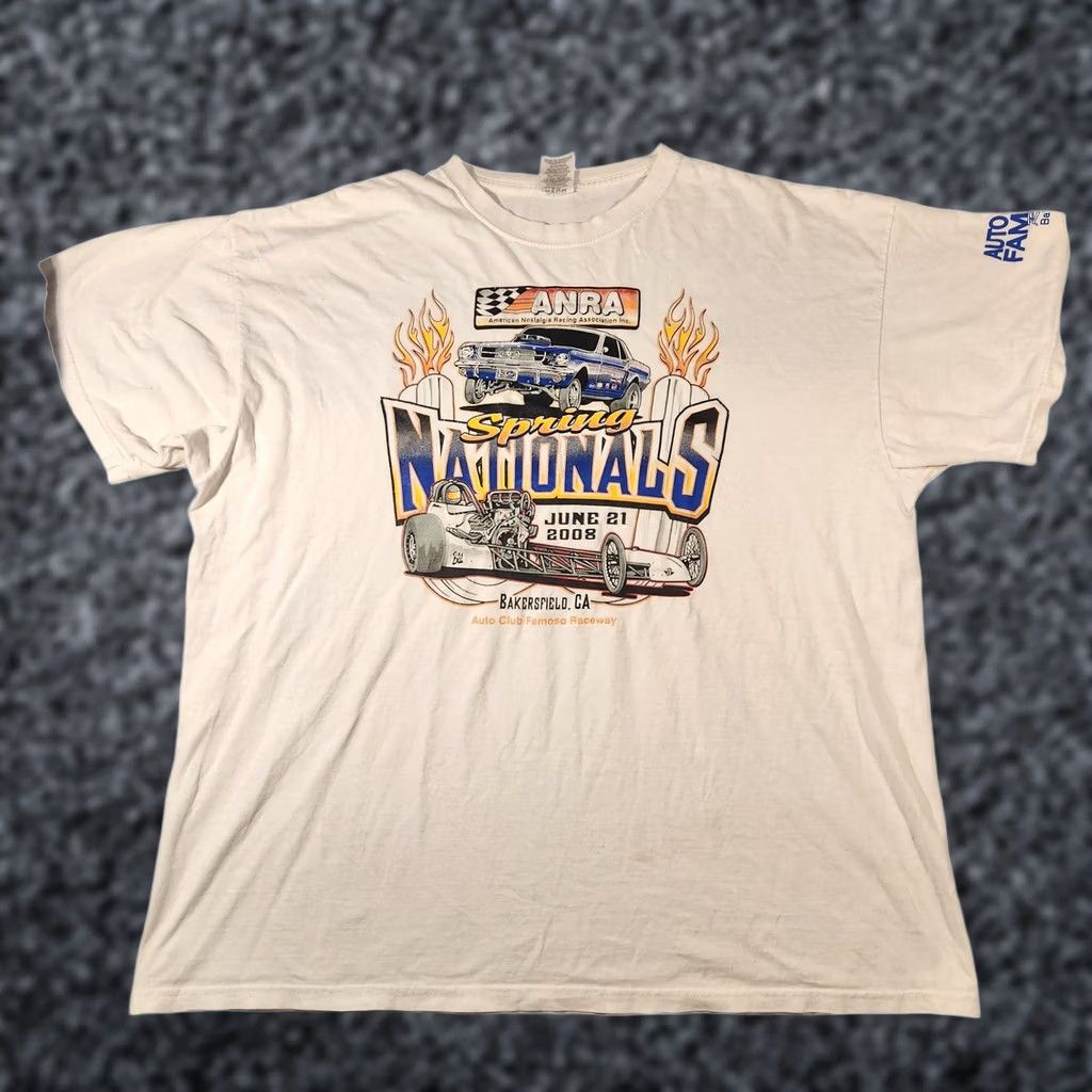 Jerzees ANRA Spring Nationals Shirt Mens 2XL White Drag Racing Graphic Bakersfield 2008 Size US XXL / EU 58 / 5 - 1 Thumbnail