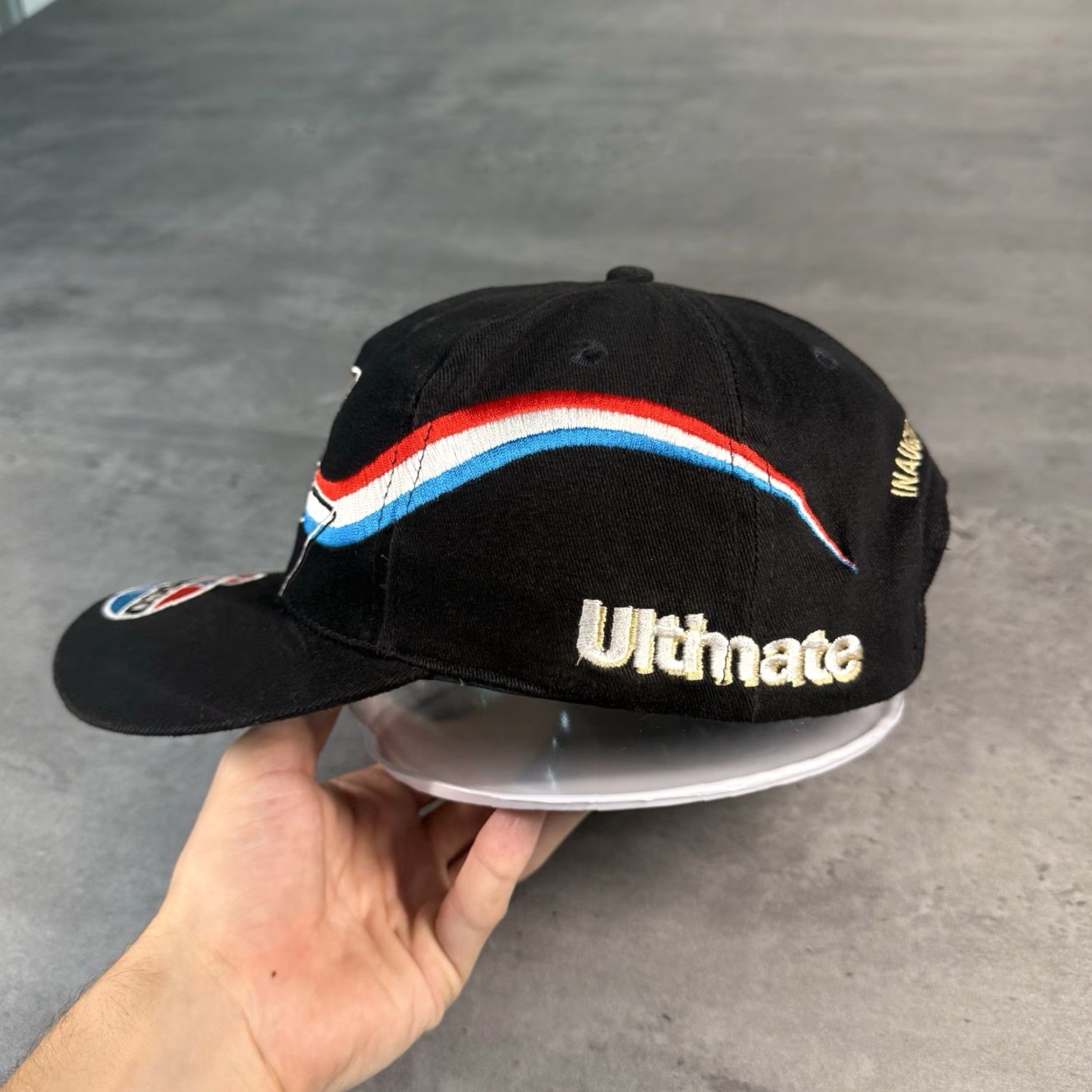 GAS VINTAGE Amoco Dave Blaney Snapback Hat Black NASCAR Trucker Racing Oil Gas Hat Mens One Size Cotton Tonkin Snap Back 90s 80s USA Farm Theme Size ONE SIZE - 3 Thumbnail